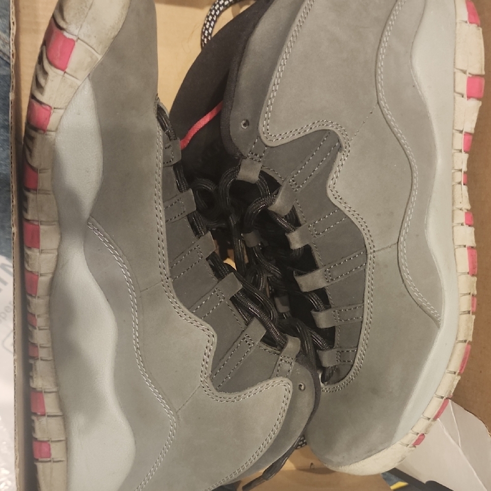 Gray and Pink High-Top Sneakers